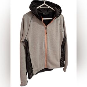 NWOT Under Armour Gray and Black Hooded Jacket with Orange Zipper